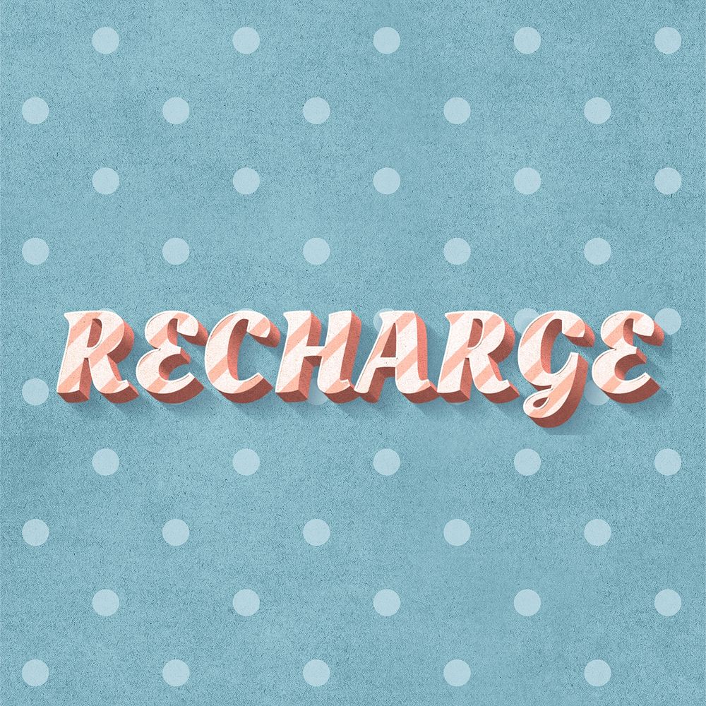 Recharge word candy cane typography