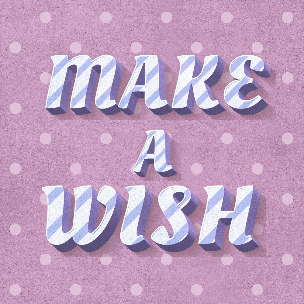 Make a wish 3d vintage word clipart