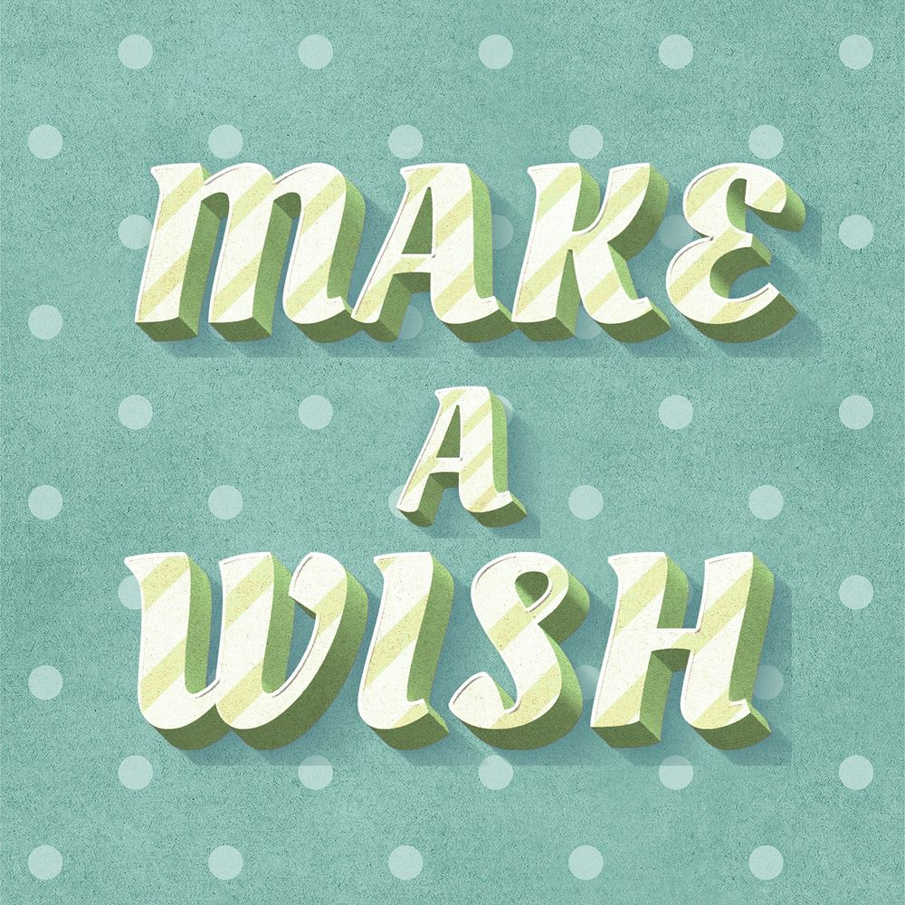 Make a wish word striped font typography