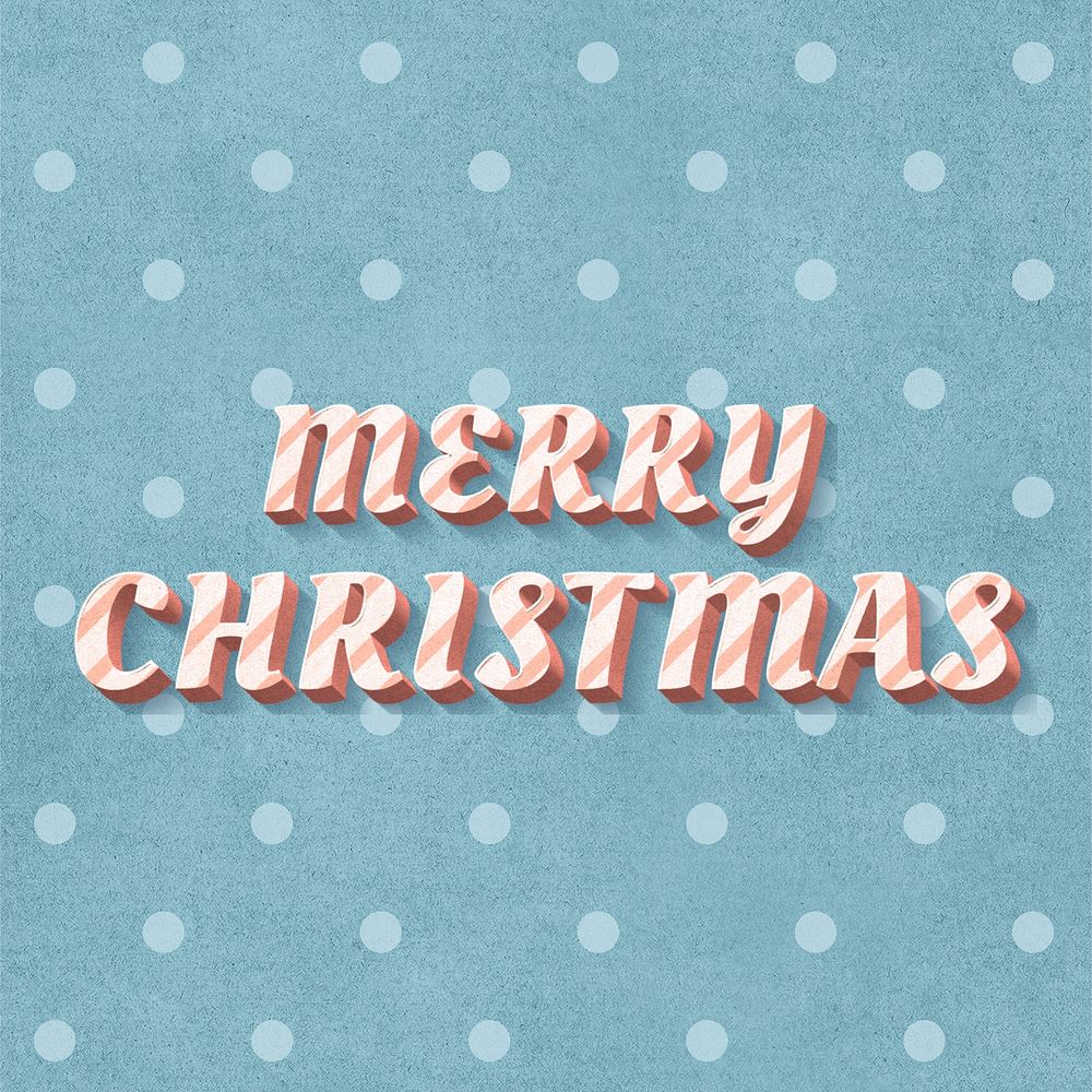 Merry Christmas word candy cane typography