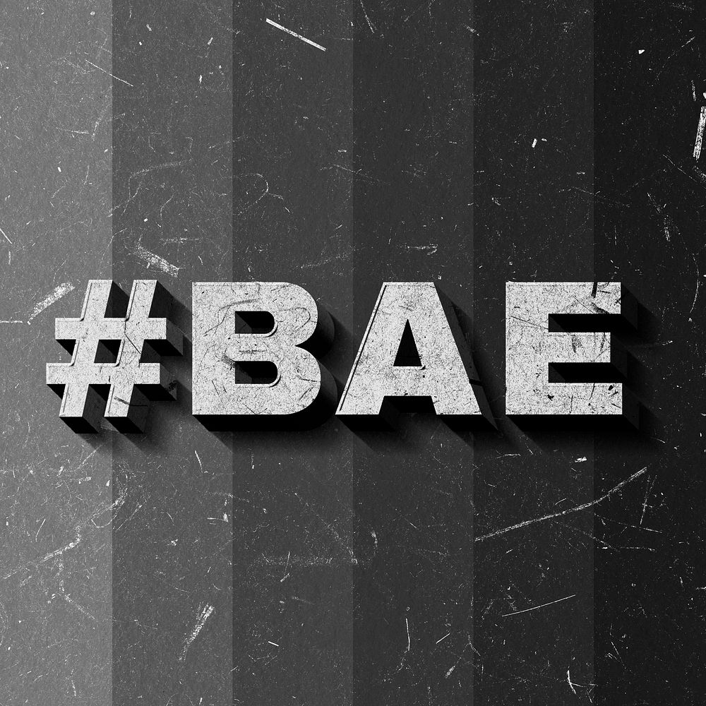 #BAE grayscale word 3D on paper texture