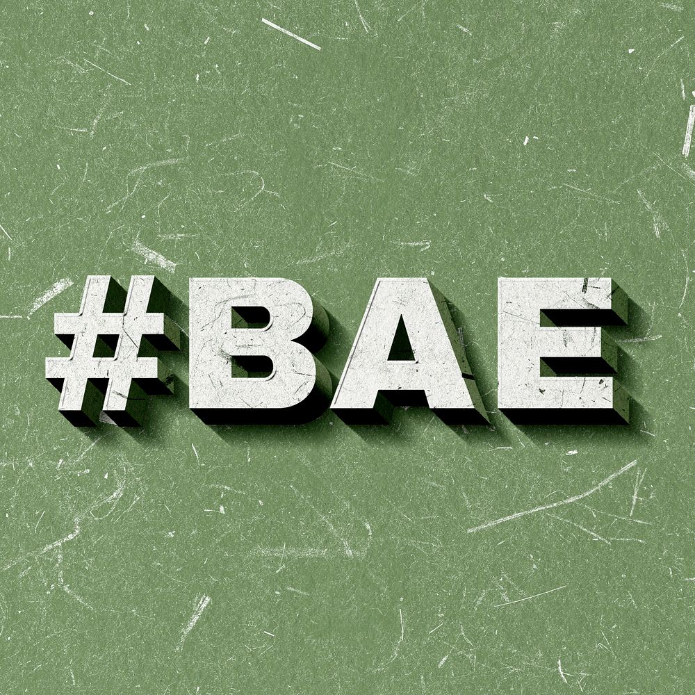 Vintage green #BAE 3D paper font text