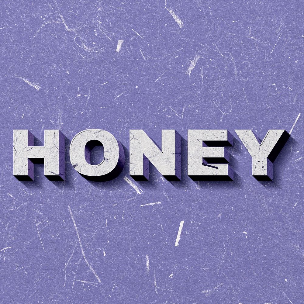 Honey purple 3D trendy word textured font typography