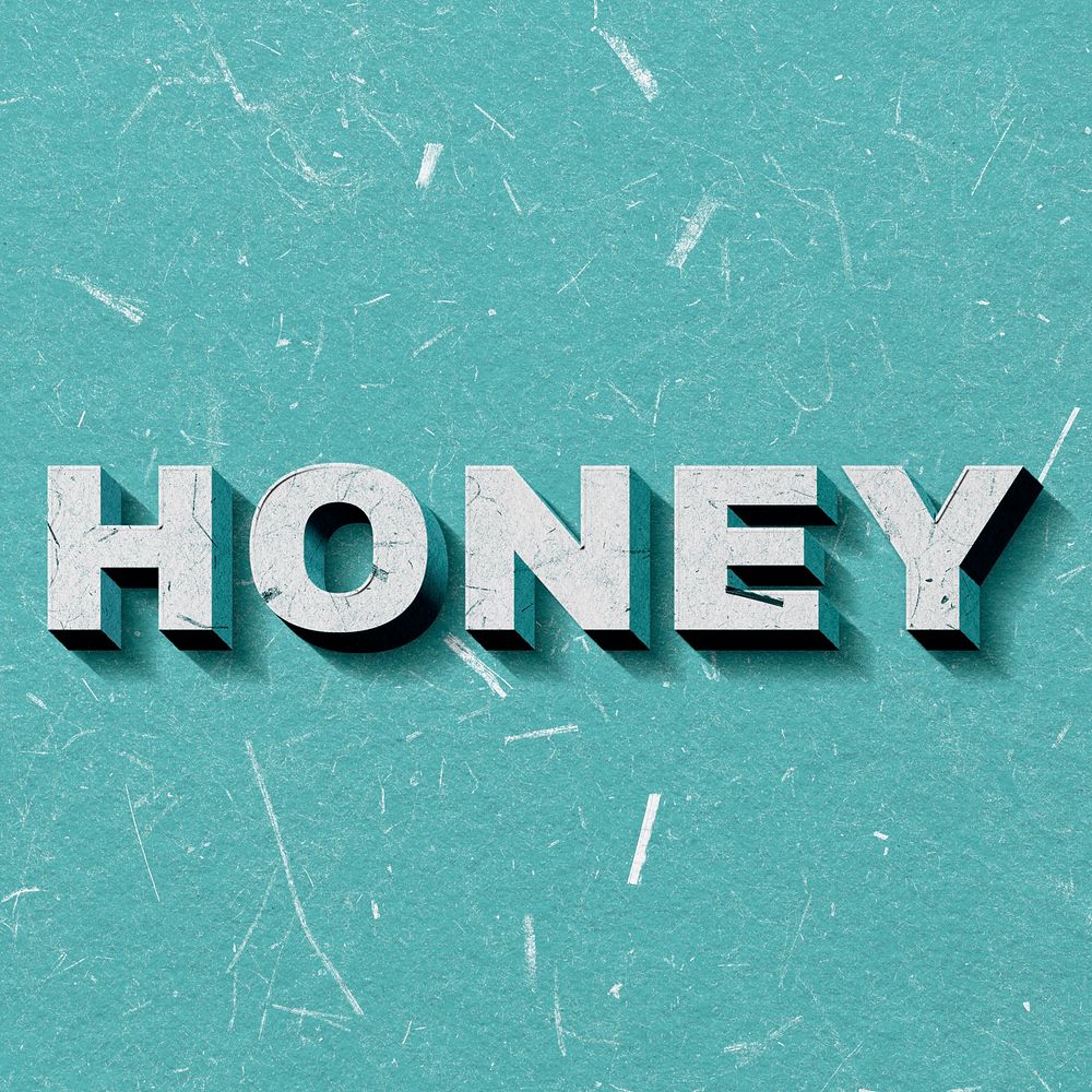Vintage mint green Honey 3D paper font word