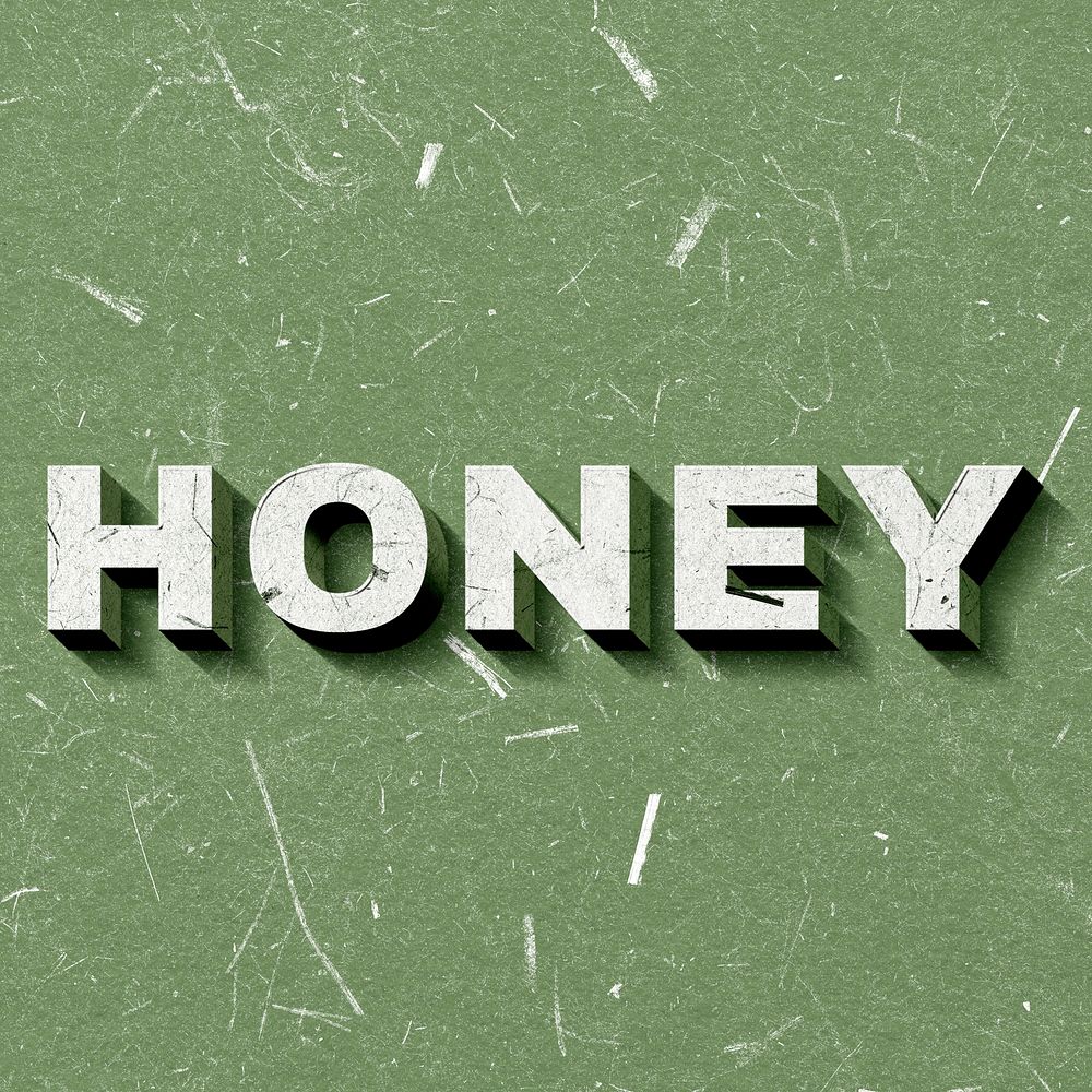 Vintage green Honey 3D paper font text