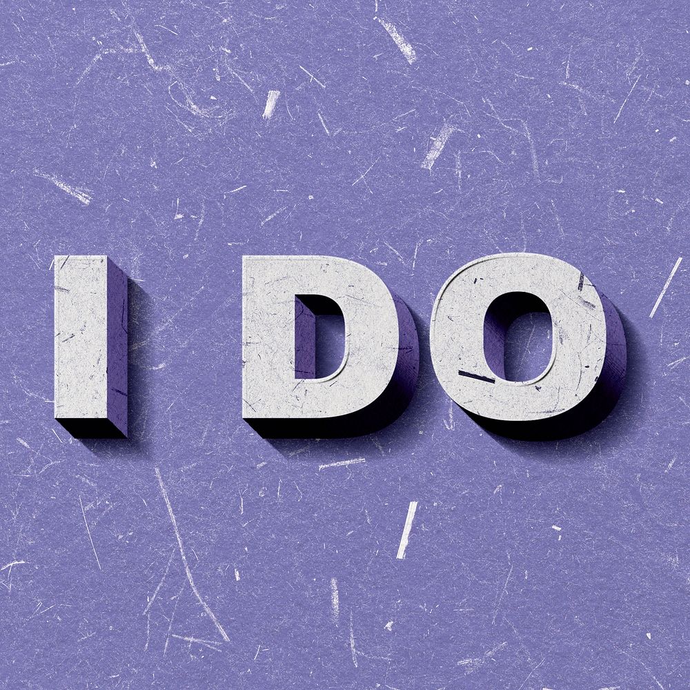 Purple I Do 3D vintage word on paper texture