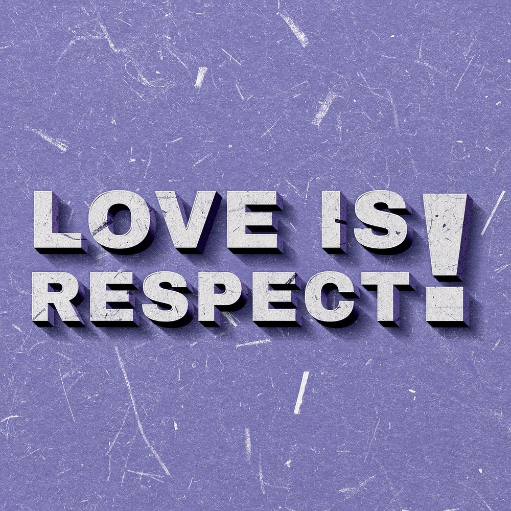 Purple Love Is Respect! 3D vintage quote on paper texture