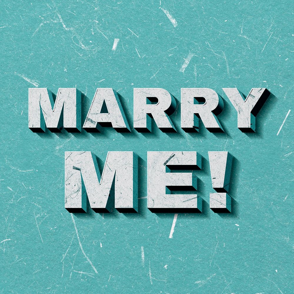 Vintage mint green Marry Me! 3D paper font quote