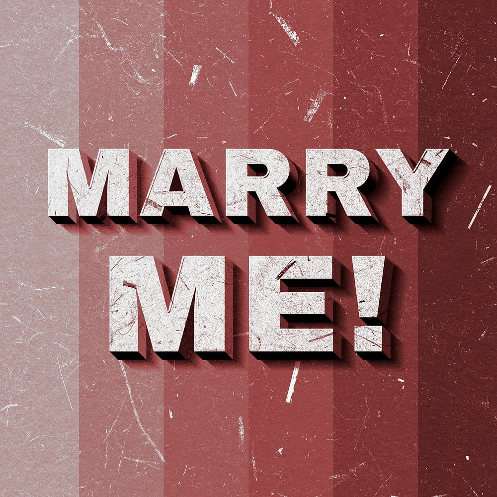Marry Me! red quote vintage on paper texture