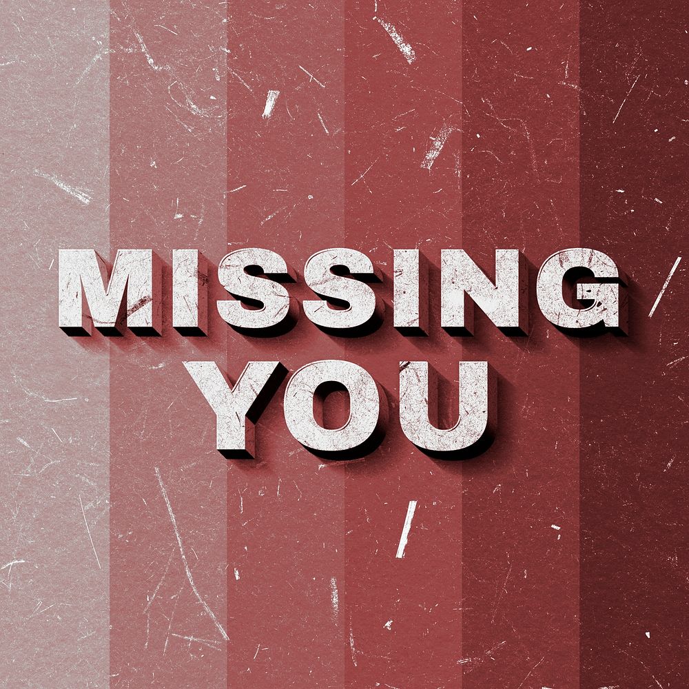 Red Missing You 3D quote paper texture font typography