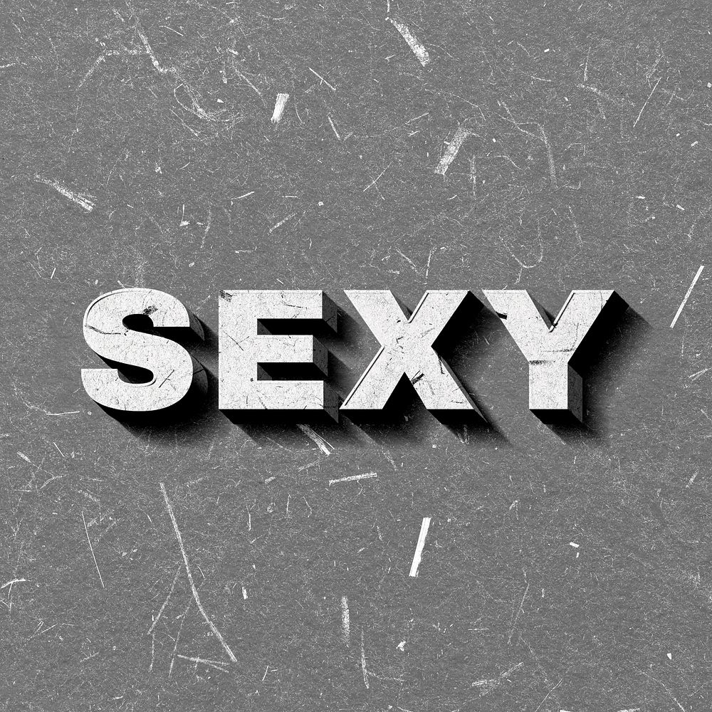 Vintage gray Sexy word 3D paper font