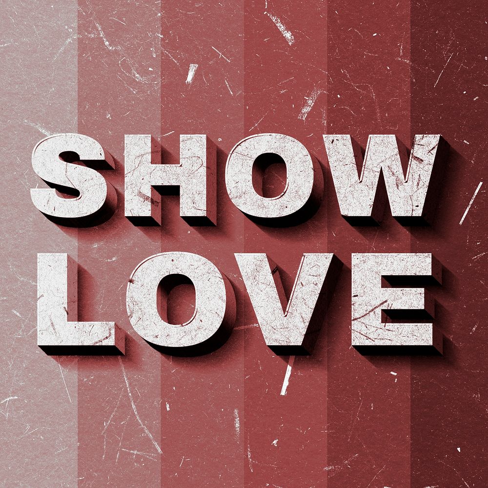 Show Love red gradient quote vintage on paper texture