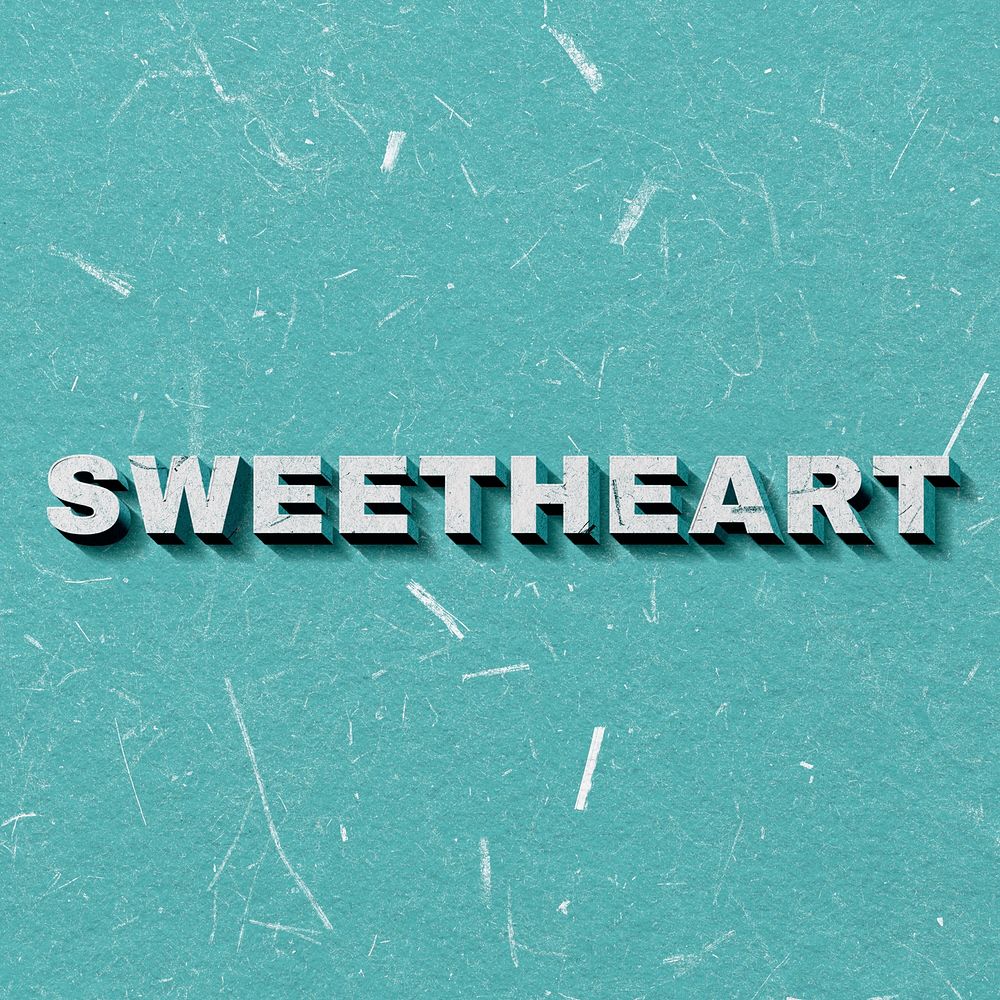 Sweetheart mint green 3D paper font word vintage