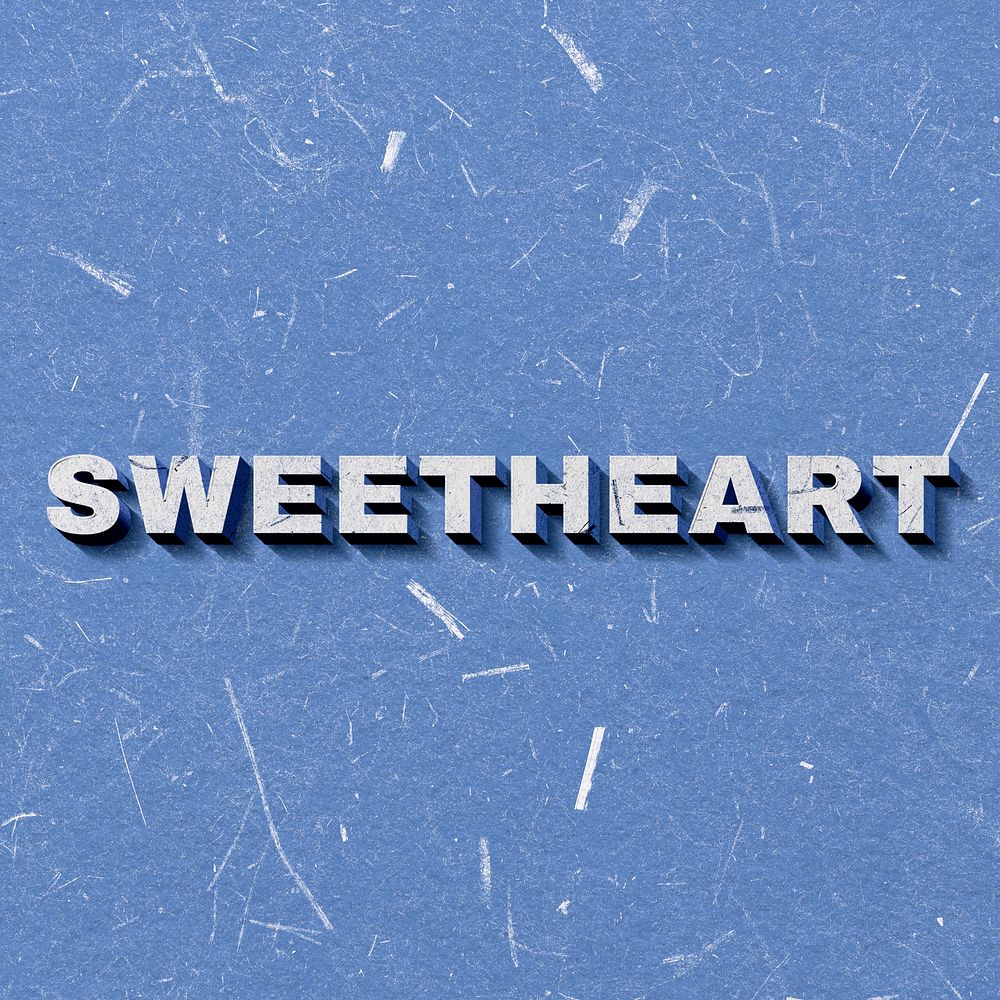 Sweetheart blue 3D retro paper font typography