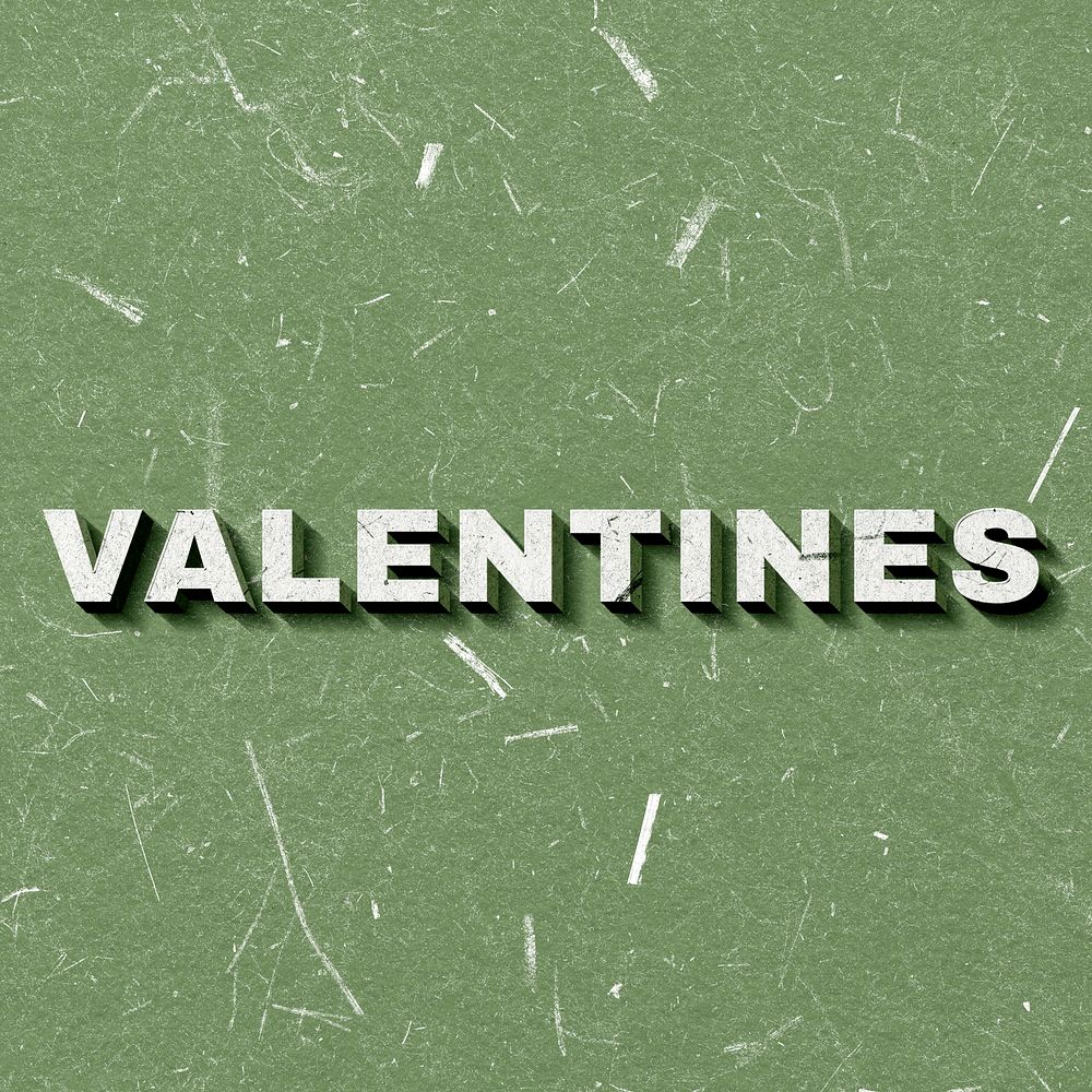 Retro 3D Valentines green text paper font typography