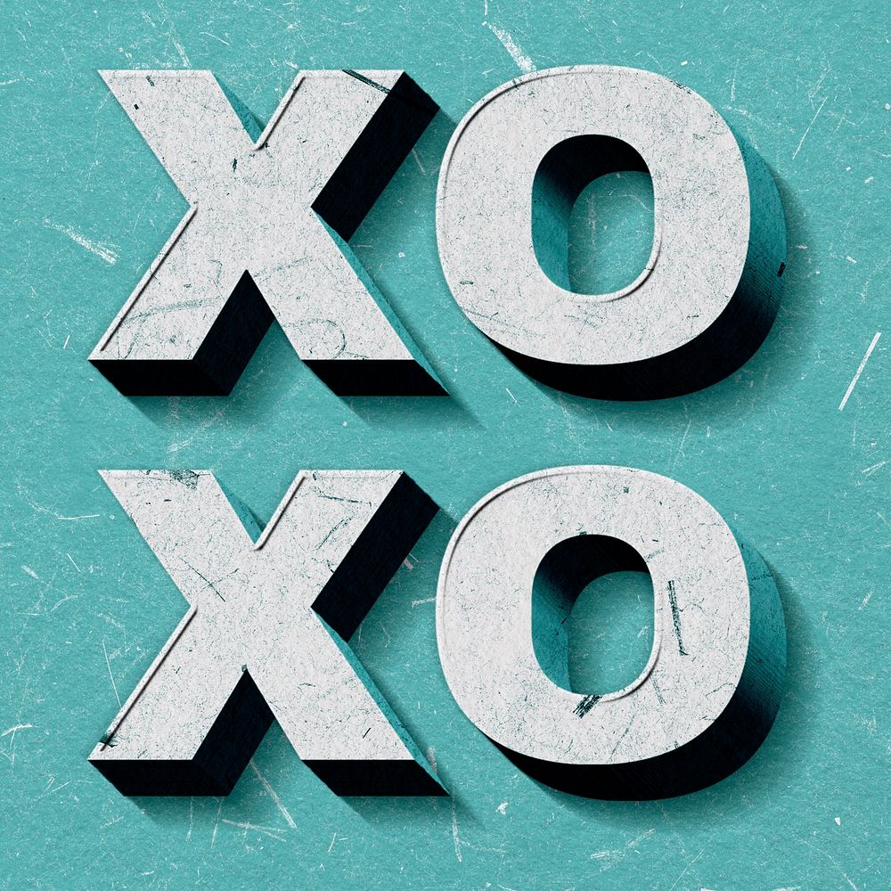 Green Xoxo 3D word paper texture font typography