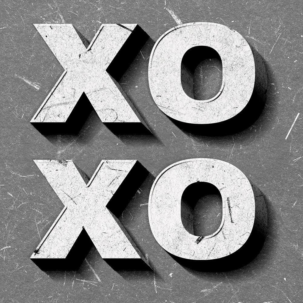 Xoxo purple word on paper texture typography