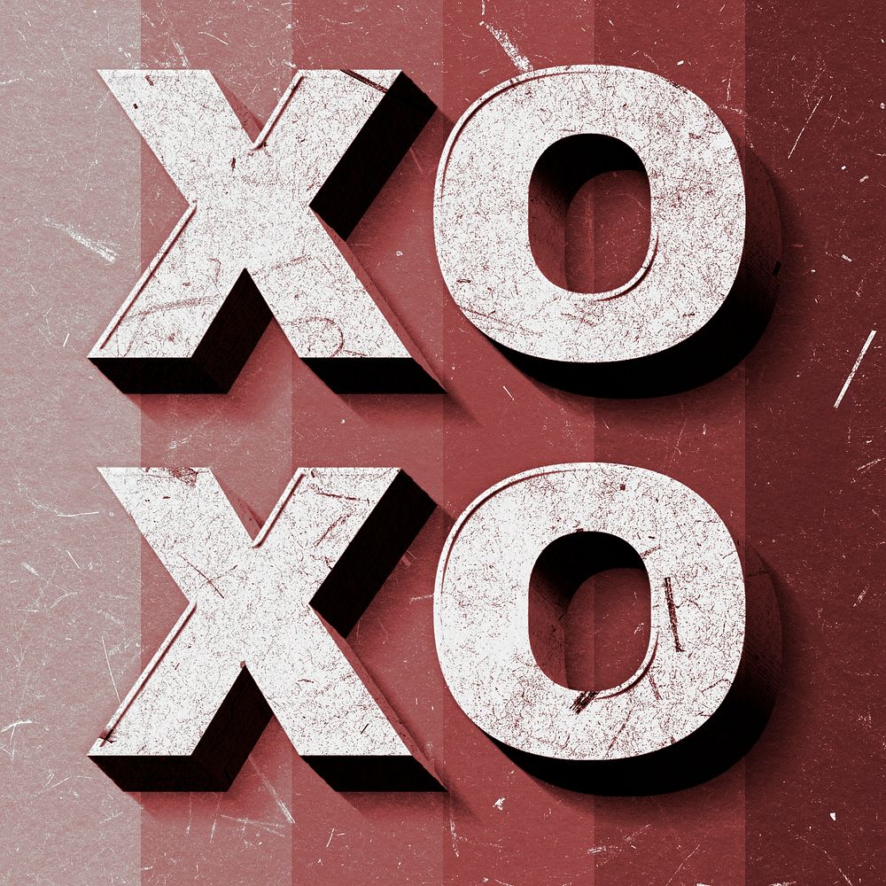 3D Xoxo red gradient word typography