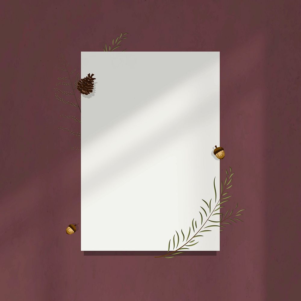 Wall shadow blank paper frame with autumn decoration