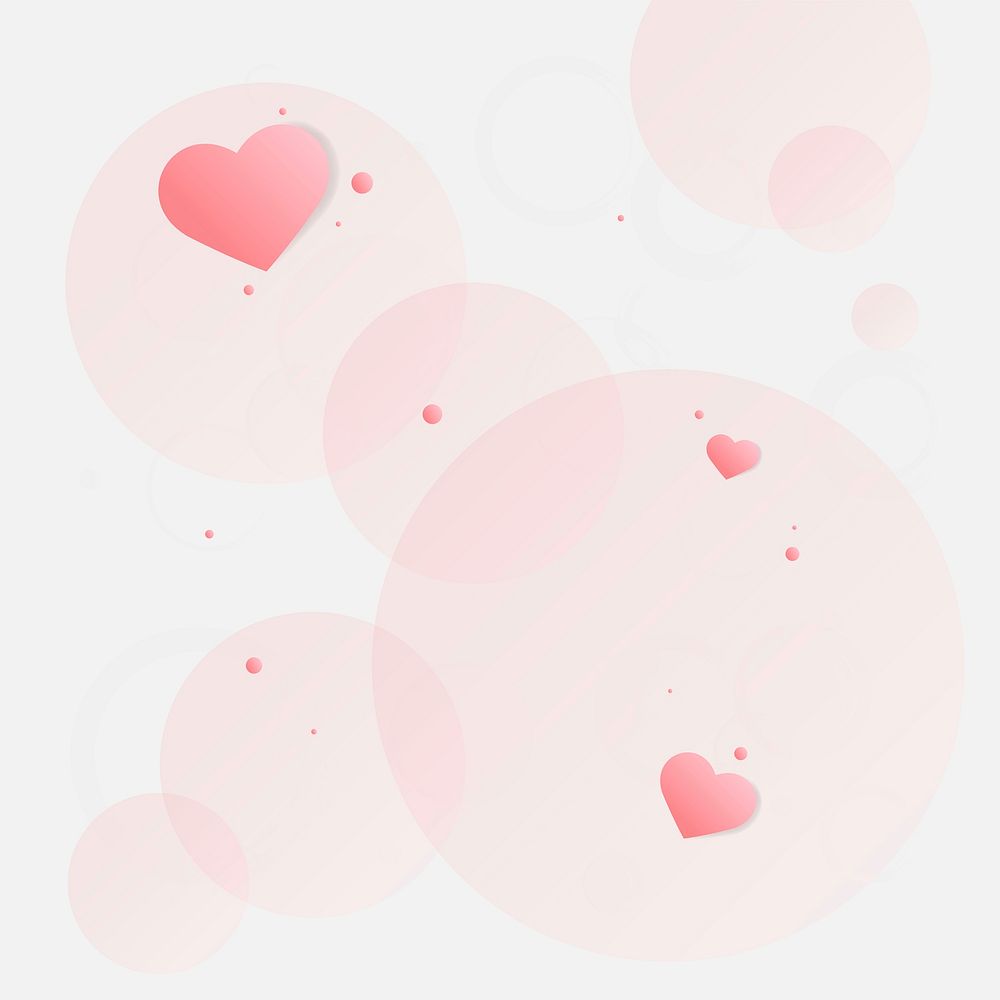 Vector heart bubble pattern pink background