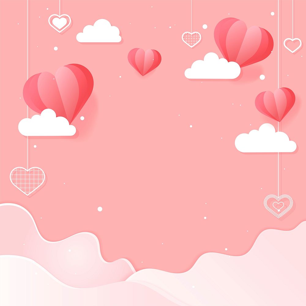 Dangling pink hearts background design space