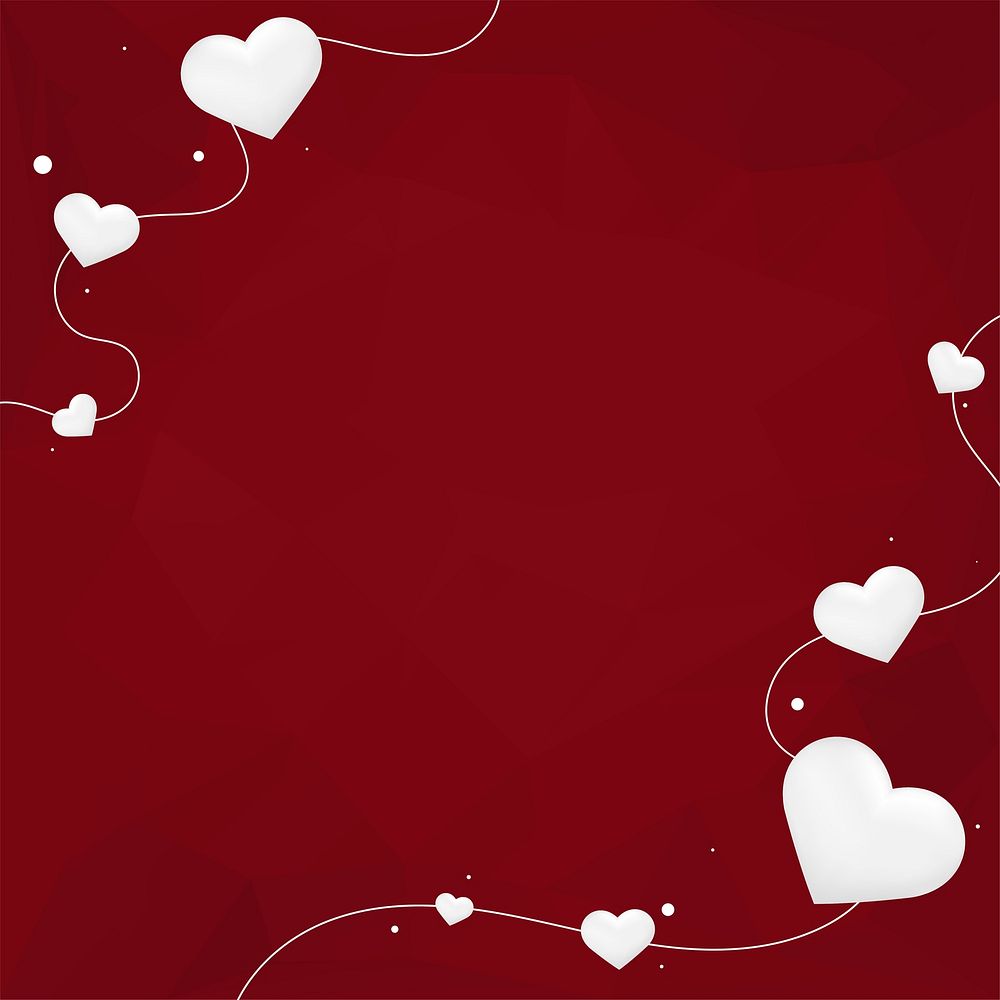 Abstract crimson background with hearts blank space