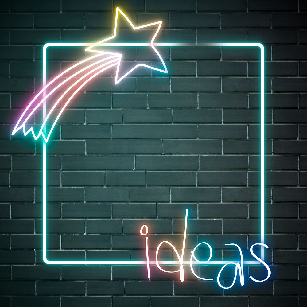 Neon frame rainbow star ideas back to school doodle
