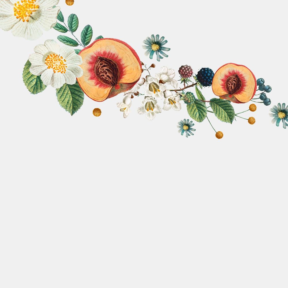 Botanical side border vector with design space