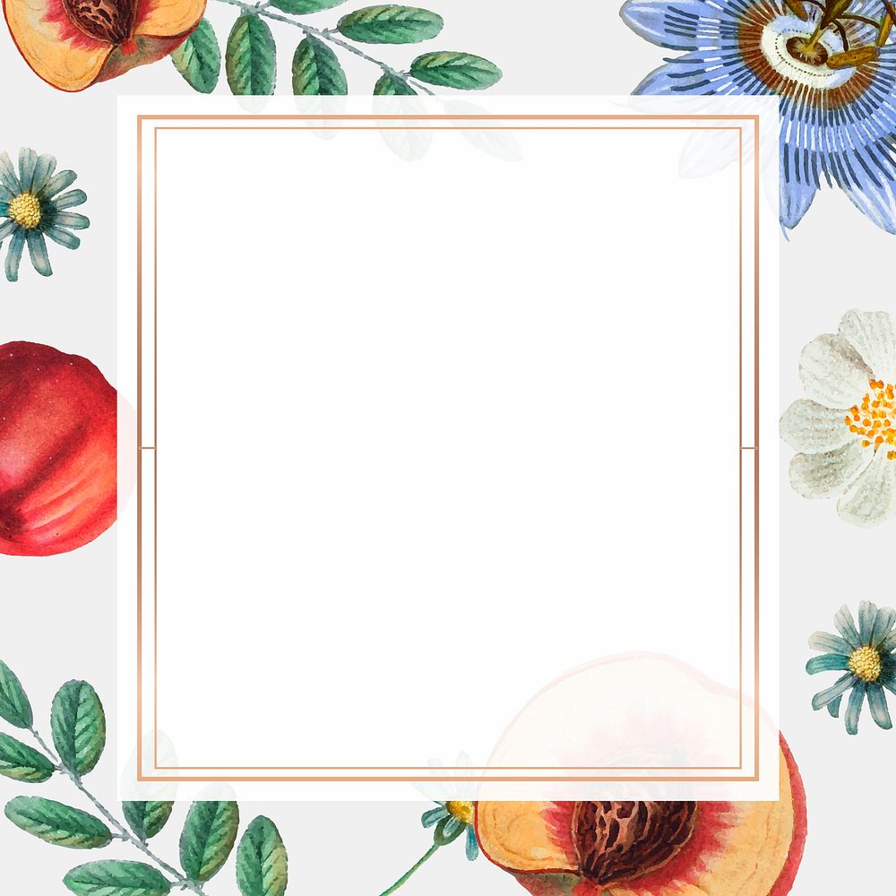Gold botanical frame psd with design space