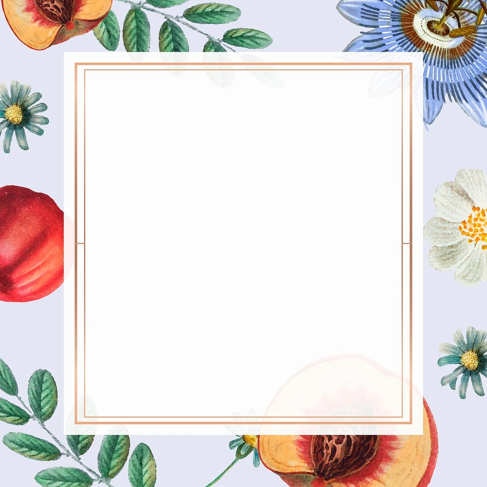Flower and fruit frame psd with design space