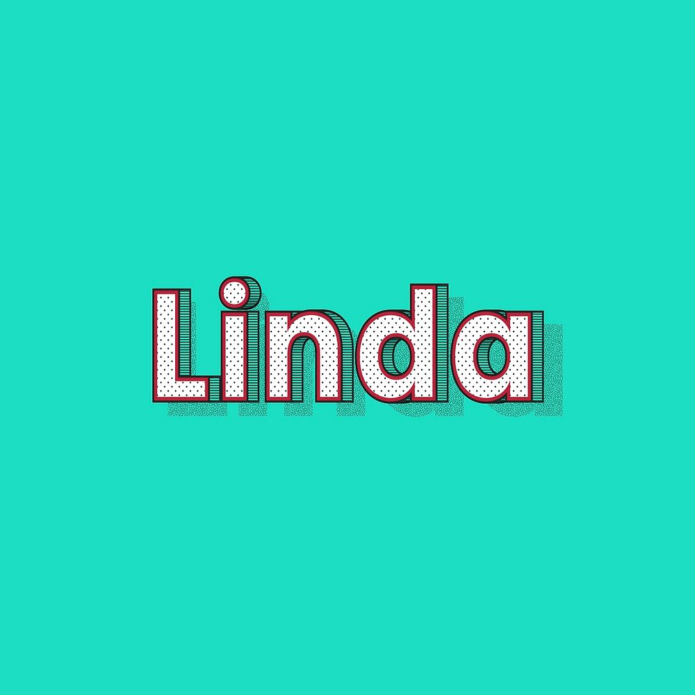 Polka dot Linda name text retro typography
