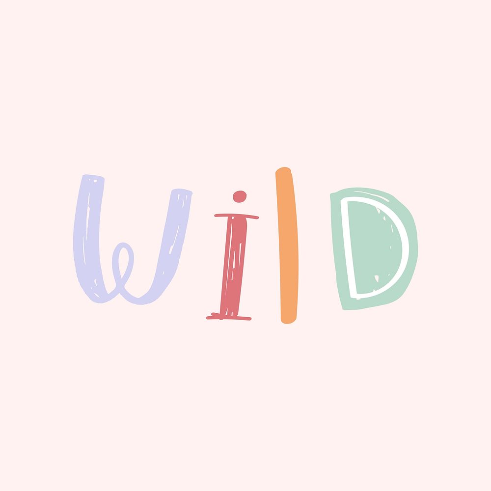Wild doodle word colorful typography