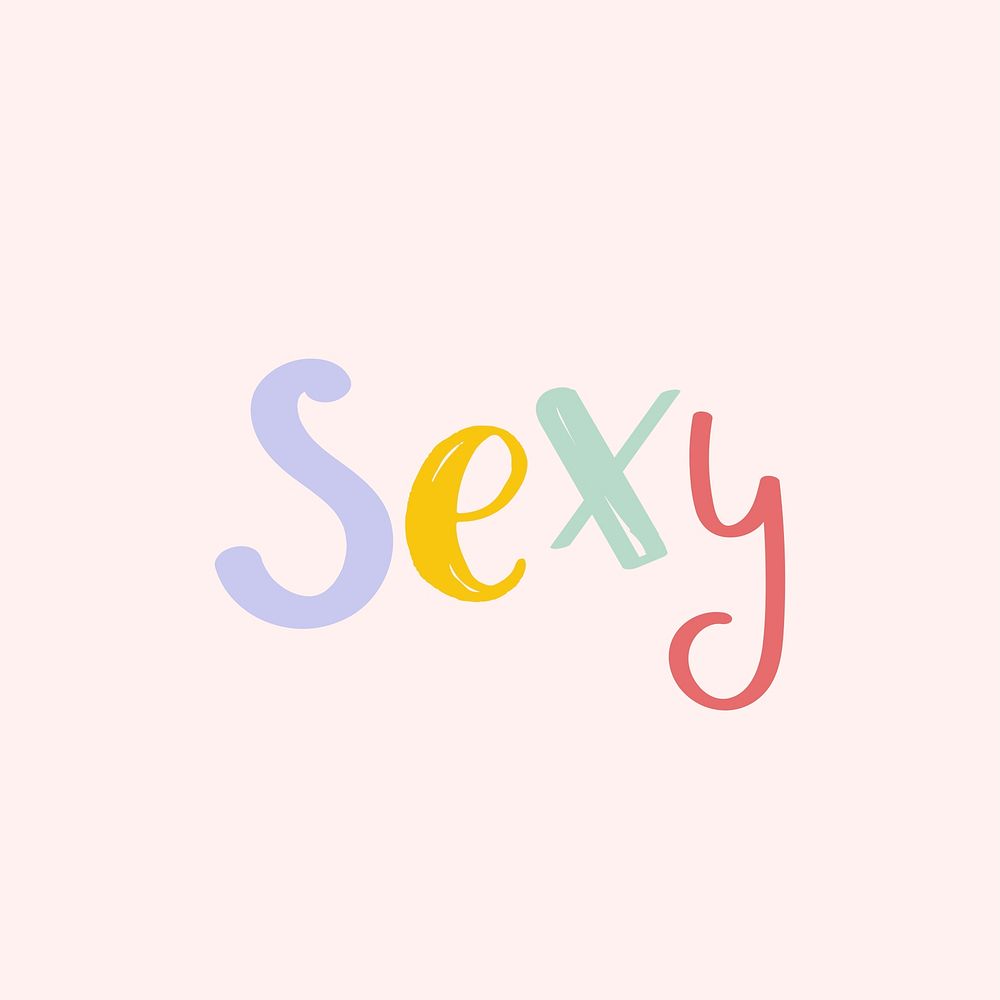 Sexy word psd doodle font colorful hand drawn