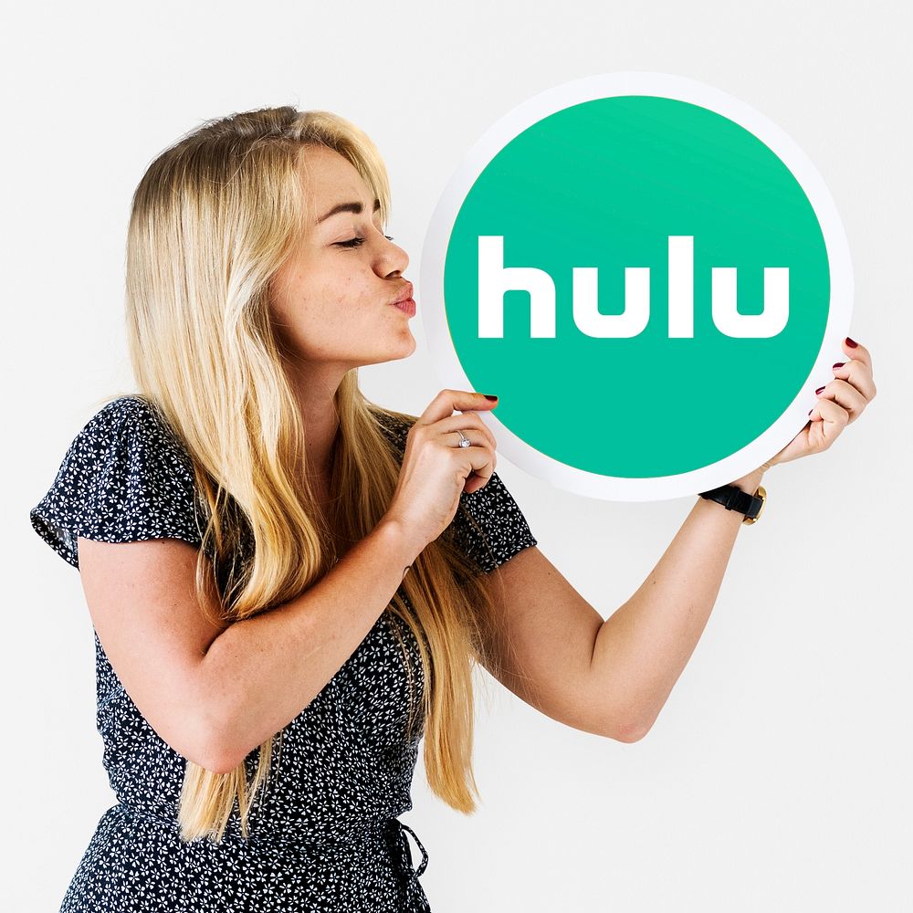 Woman blowing a kiss to a Hulu icon