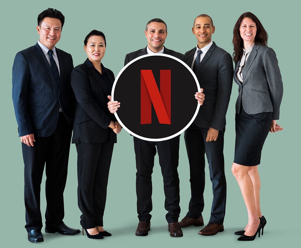 Business people showing a Netflix icon