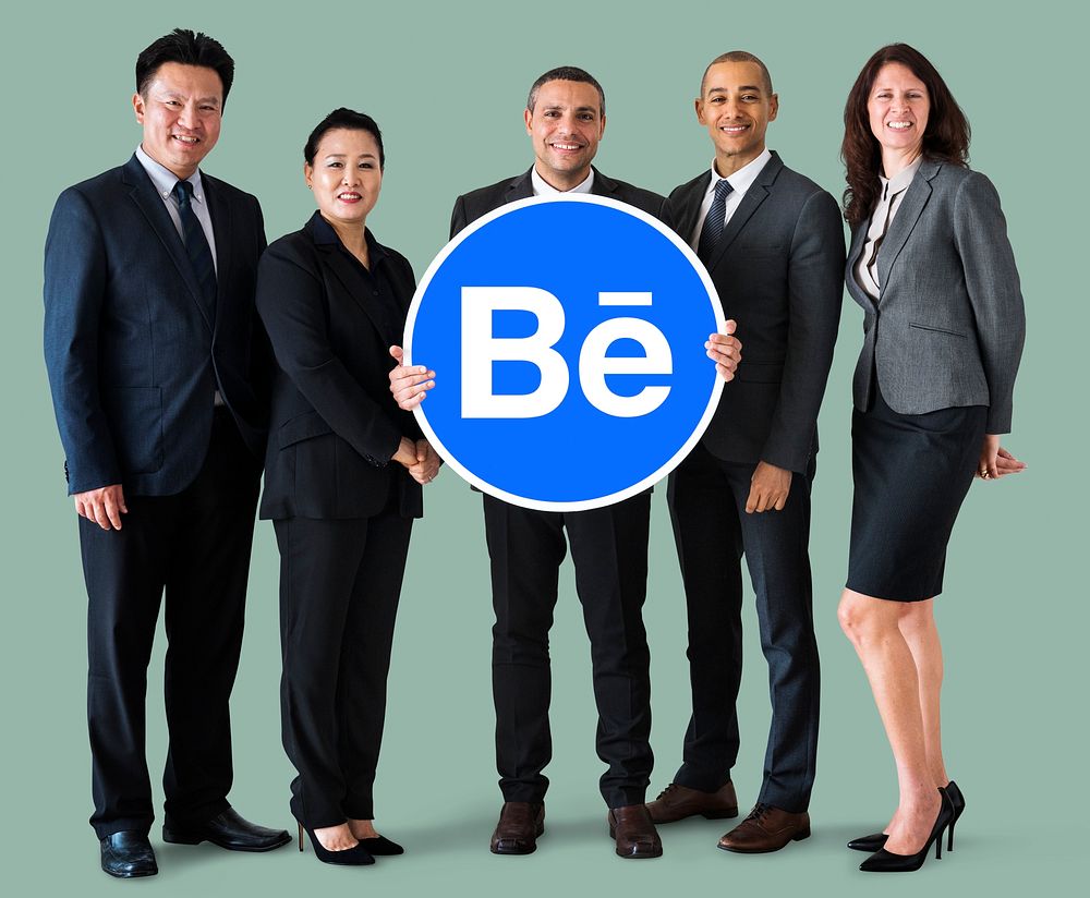 People holding the Behance logo