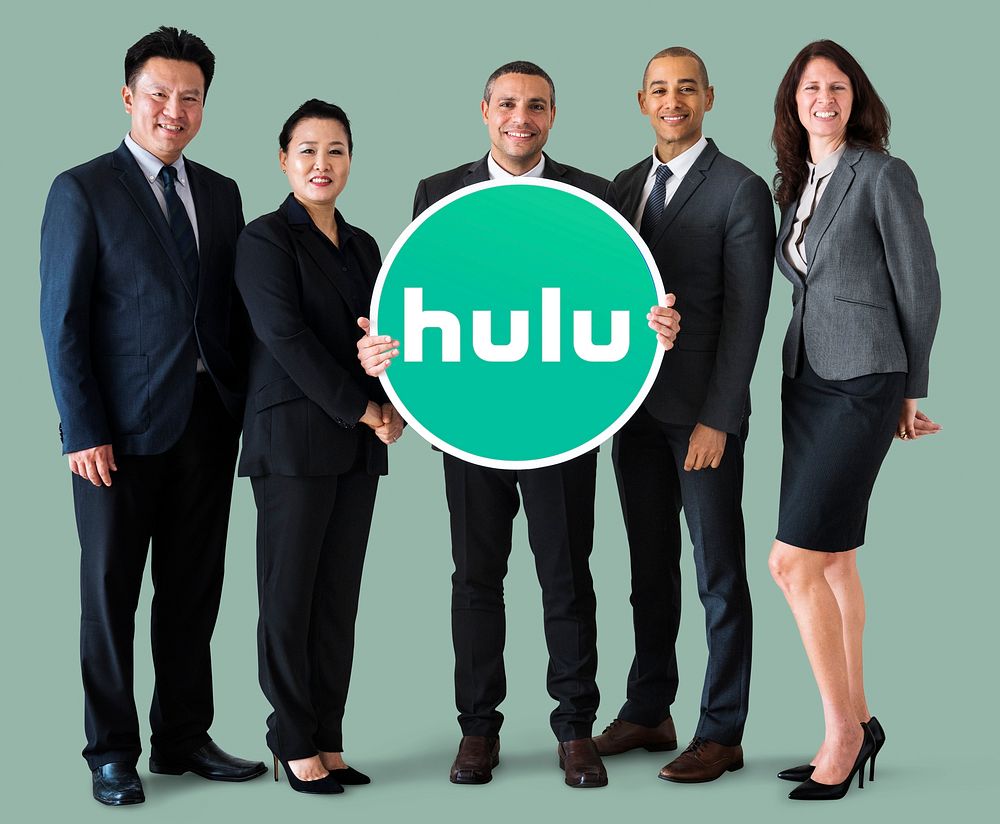 Business people showing a Hulu icon