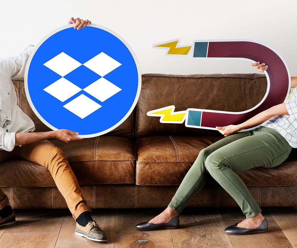 Dropbox icon and a horseshoe magnet