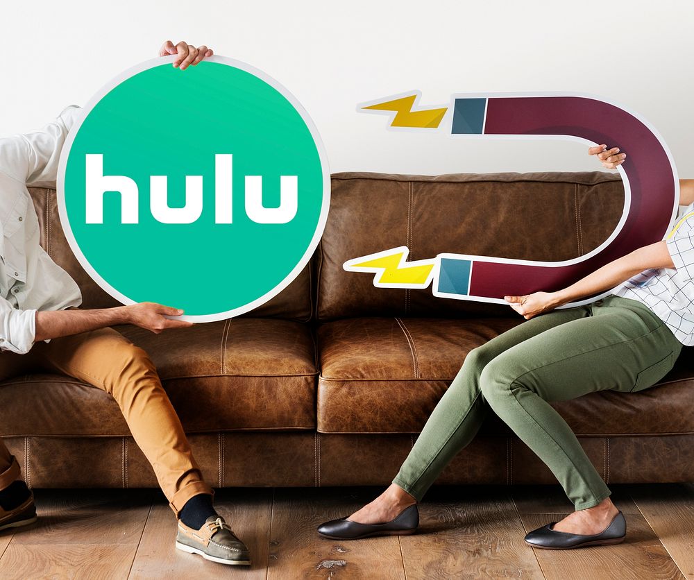 People holding a Hulu icon