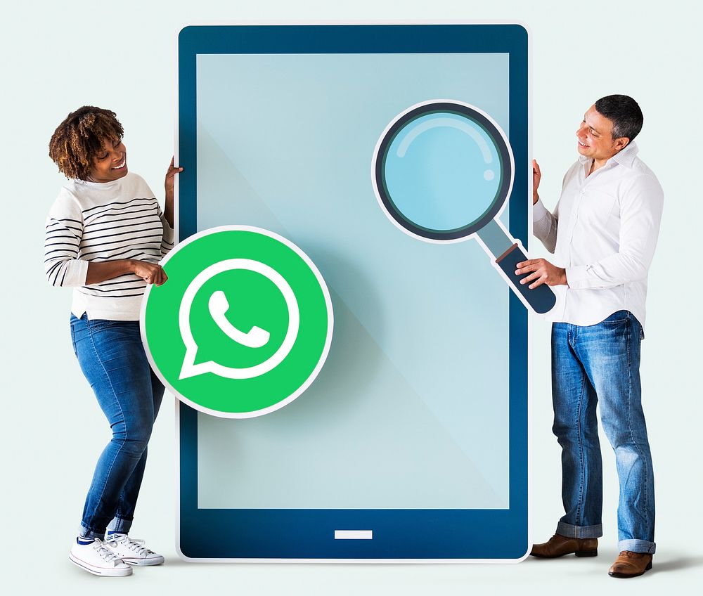 Couple searching for WhatsApp Messenger​​​​​​​ on a phone
