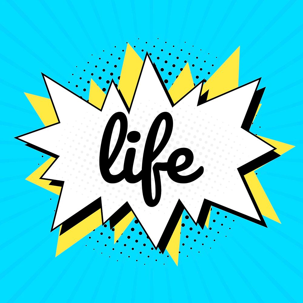 Life text comic typeface clipart for kids