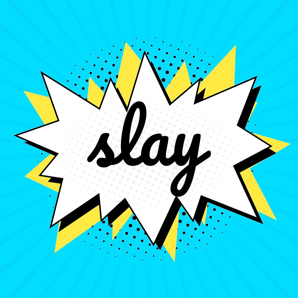 Slay text comic typeface clipart spiky bubble