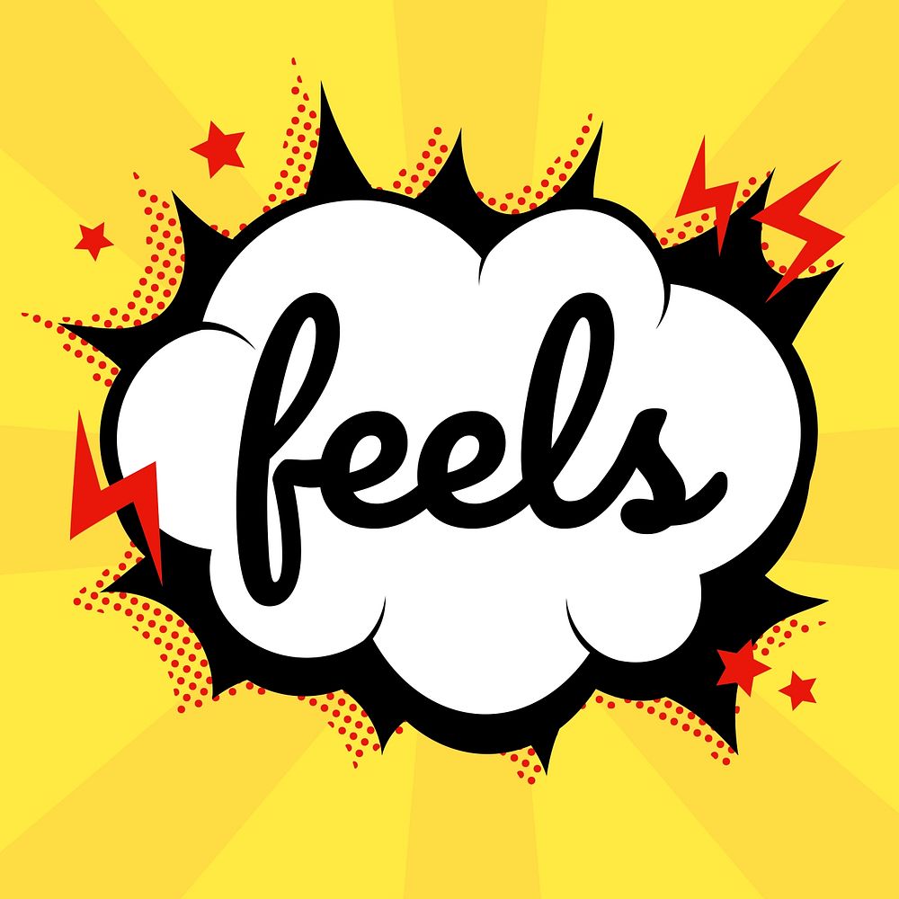 Feels word comic speech bubble calligraphy clipart