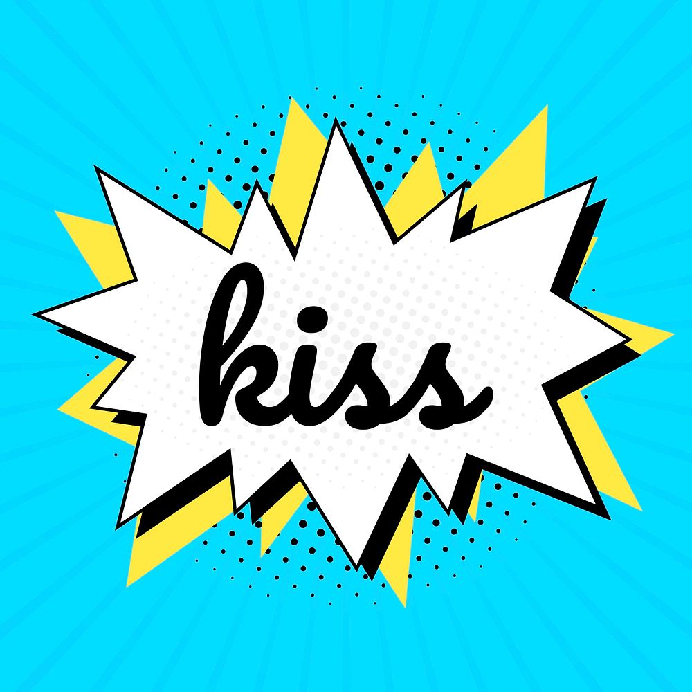 Kiss text comic typeface clipart for kids