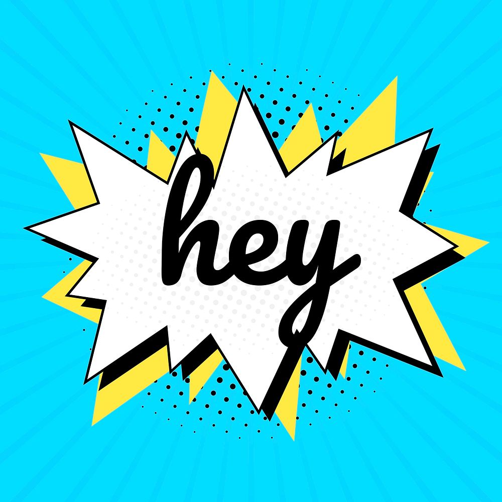 Hey text comic typeface clipart spiky bubble