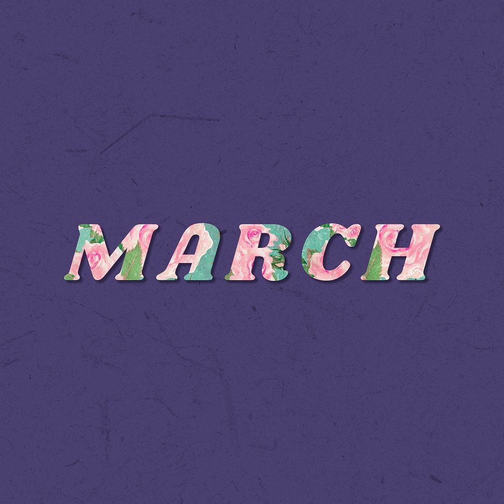 March text retro floral typography