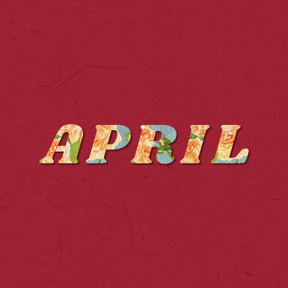 April month bold floral pattern font
