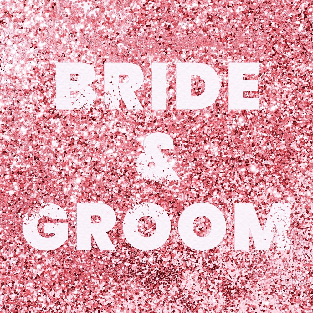 Bride & groom glittery message typography