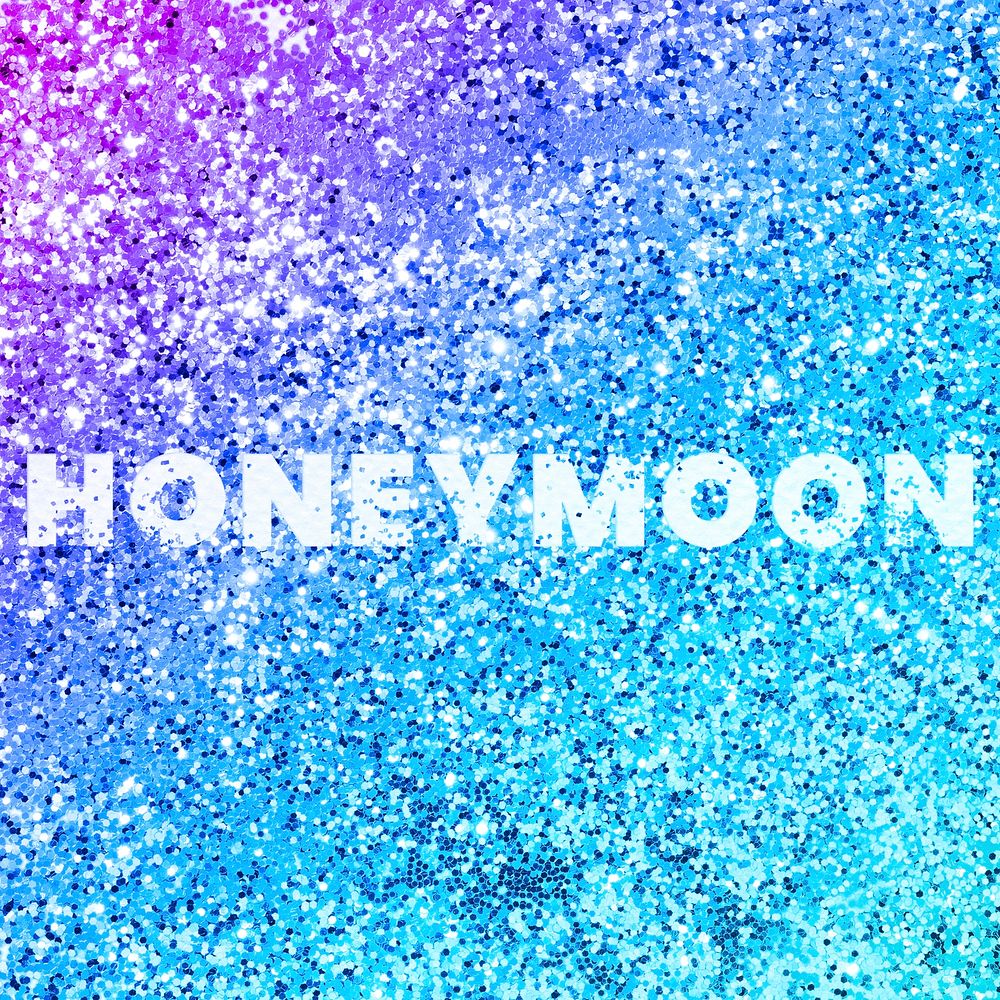 Honeymoon glittery word texture typography