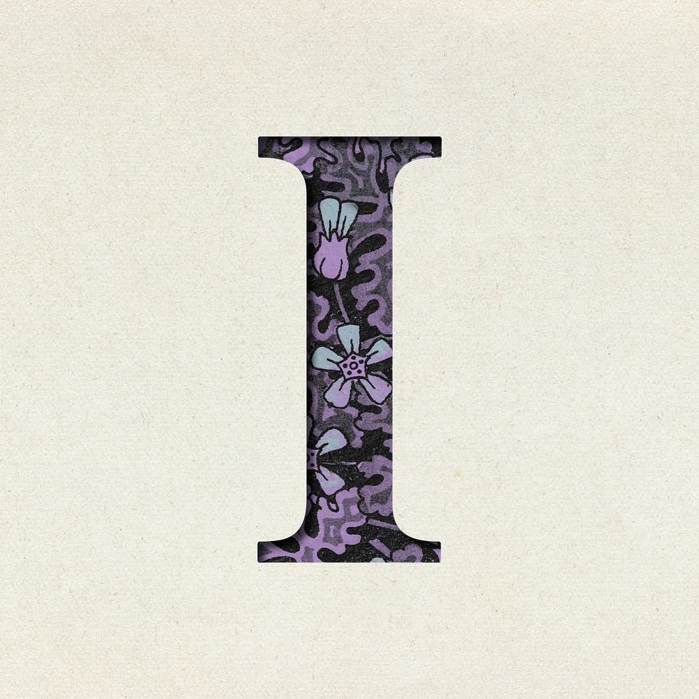 Vintage purple letter psd I typography